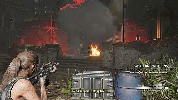 Sooner or later, you will become involved in an open fight - Excavation site and escaping - Hunters Moon; Head Above Water - Cozumel - Shadow of the Tomb Raider Game Guide