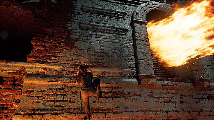 After climbing onto the small ledge, grab the blueish ledge of the building and go to the right - Excavation site and escaping - Hunters Moon; Head Above Water - Cozumel - Shadow of the Tomb Raider Game Guide