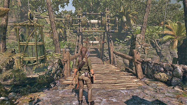 You can go back up and easily reach the other end of the bridge - Solving the bridge riddle and fighting jaguar in Peruvian Jungle - Rough Landing - Peruvian Jungle - Shadow of the Tomb Raider Game Guide