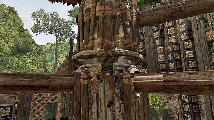 Same as previously, wait for a good moment to jump on one of the ladder on the central mechanism - Completing the Trial of the Eagle - Path to the Hidden City - Trial of the Eagle - Shadow of the Tomb Raider Game Guide