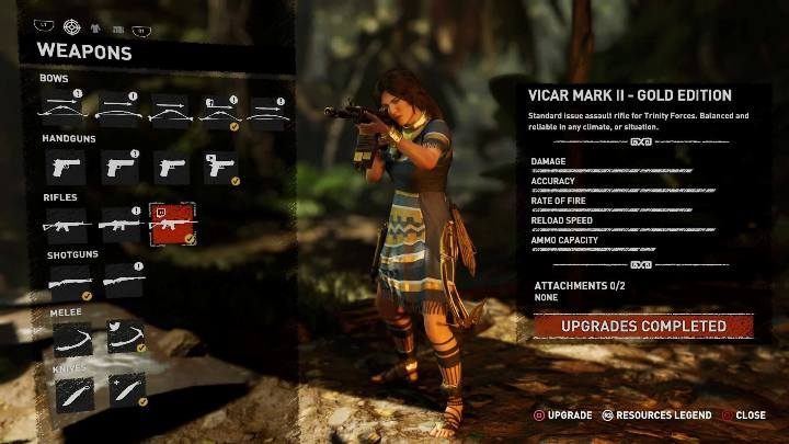 6 - Gold weapons in Shadow of the Tomb Raider - Equipment - Shadow of the Tomb Raider Game Guide