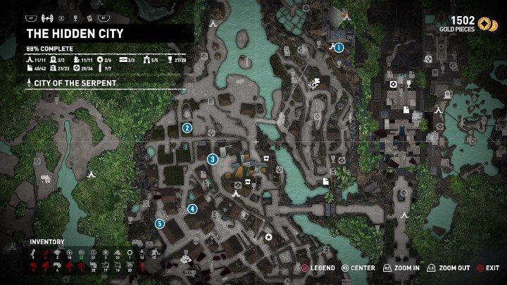 We have highlighted the most important locations of the first part of the Hearts and Minds mission in the picture above - The Hidden City side quests in Shadow of the Tomb Raider - Side Quests - Shadow of the Tomb Raider Game Guide