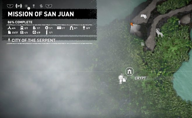 The crypt is located in the northern part of the zone, in the middle of the jungle - Mission of San Juan side quests in Shadow of the Tomb Raider - Side Quests - Shadow of the Tomb Raider Game Guide