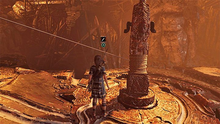 Another step will Focus on shifting the grooves at the taller column - Completing the Trial of the Serpent in Shadow of the Tomb Raider - Solving Riddles - Shadow of the Tomb Raider Game Guide