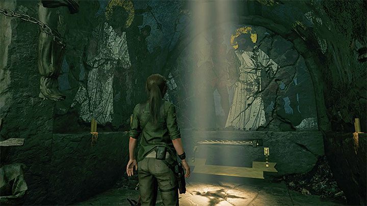 Approach the fresco and pull the lever - How to solve the way of the cross puzzle beneath the library in San Juan? - Solving Riddles - Shadow of the Tomb Raider Game Guide