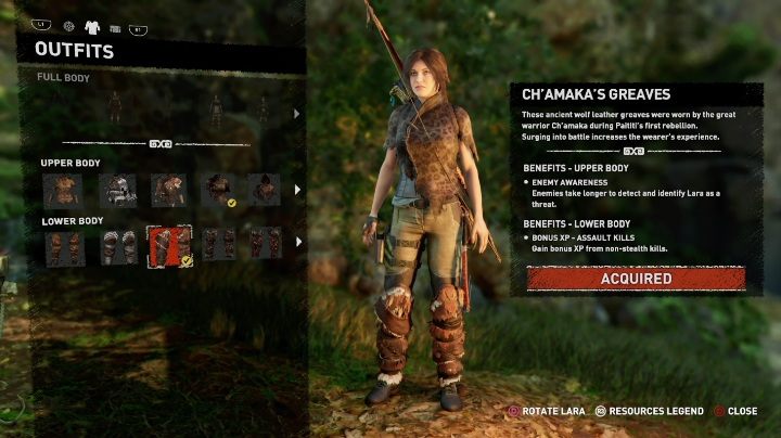 How to get - Chamaks Greaves will be obtained during the Freedom mission - All Laras outfits in Shadow of the Tomb Raider - Equipment - Shadow of the Tomb Raider Game Guide