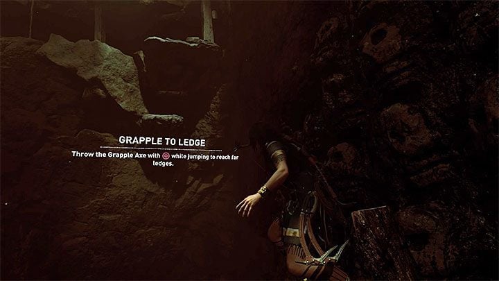 Move to the side and prepare yourself for another jump (do it in the place presented in the picture) - Exploration of the Belly and Head of the Serpent - The Hidden City - The Hidden City - Shadow of the Tomb Raider Game Guide