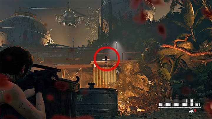 Use the newly-acquired weapon to eliminate all opposition - Finding Jonah and defeating the Trinity army - Downpour - Porvenir Oil Fields - Shadow of the Tomb Raider Game Guide