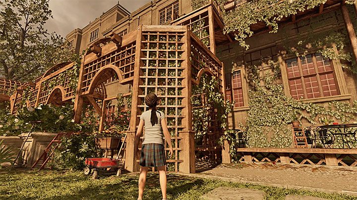 To get the mission going, enter the garden and check out the wooden wall shown here - Climbing to the top of the Castle in Croft Manor - Brave Adventurer - Croft Manor - Shadow of the Tomb Raider Game Guide