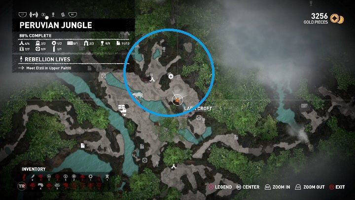 If you want to start the challenge of Flower Picker you have to go to the area marked on the map above - Challenges in Peruvian Jungle | Secrets in Shadow of the Tomb Raider - Peruvian Jungle - Shadow of the Tomb Raider Game Guide