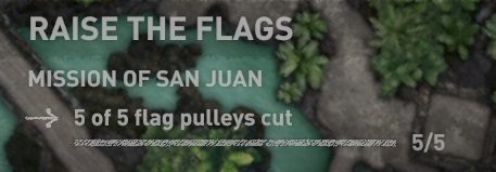 To complete the Raise the Flags challenge, you must cut the five ropes that hold the flags in the city of San Juan - Challenges in Mission of San Juan | Secrets in Shadow of the Tomb Raider - Mission of San Juan - Shadow of the Tomb Raider Game Guide