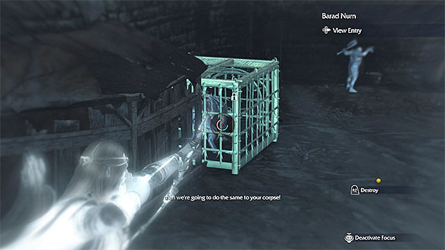 The marker for this mission is on a ledge, high above in the ruins - In the Flesh | Outcast Rescue Missions - Outcast Rescue Missions - Middle-earth: Shadow of Mordor Game Guide