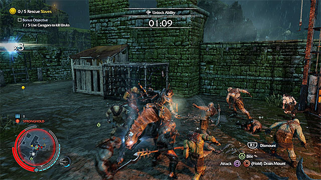 Start killing the orcs after you harness a caragor - In the Flesh | Outcast Rescue Missions - Outcast Rescue Missions - Middle-earth: Shadow of Mordor Game Guide