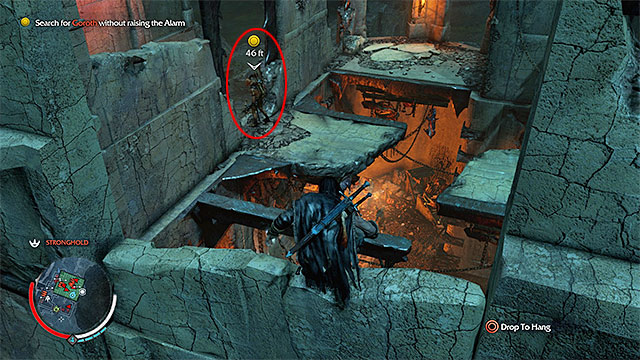 After you get to the upper levels, jump over from one spoiled plank, to another, thanks to which you will get around the monsters below - 3: The Spirit of Mordor | Main missions - Main missions - Middle-earth: Shadow of Mordor Game Guide