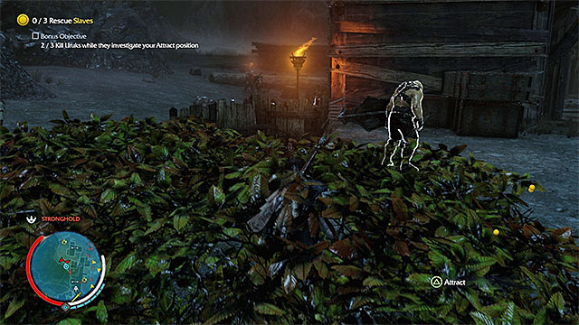 Attract ability is definitely safe when combined with hiding in bushes - Hold Your Tongue | Outcast Rescue Missions - Outcast Rescue Missions - Middle-earth: Shadow of Mordor Game Guide