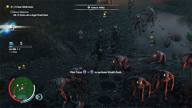 Launch a Wraith Flash when Talion is surrounded by a large group of Ghuls - Nameless Things (sword) | Weapon Missions - Weapon Missions - Middle-earth: Shadow of Mordor Game Guide