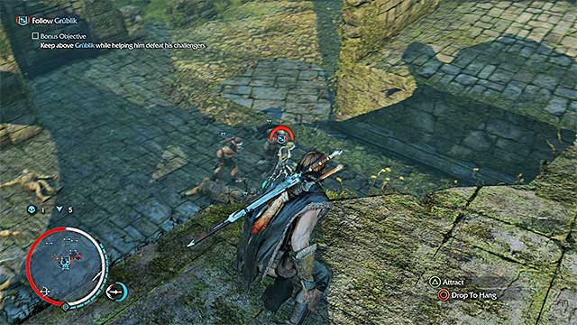 While following Grublik, move over the top ledges and edges - 16: The Power of the Wraith | Main missions - Main missions - Middle-earth: Shadow of Mordor Game Guide