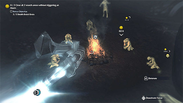 Shooting at the campfire will kill, or main severely most of the orcs - 18: The Cure | Main missions - Main missions - Middle-earth: Shadow of Mordor Game Guide