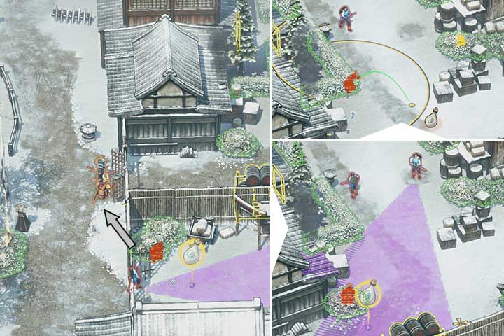 As Mugen, go through the yards until you reach one with bushes in the corner - Mission 3 - Imai Town | Walkthrough - Campaign - Shadow Tactics: Blades of the Shogun Game Guide
