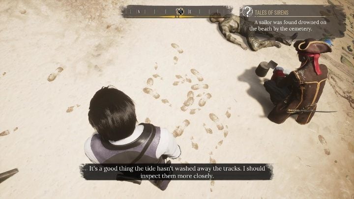 There are more footprints near the bottle - check them out - Sherlock Holmes Chapter One Other Cases: Siren Song - walkthrough, solution - Other matters - Sherlock Holmes Chapter One Guide