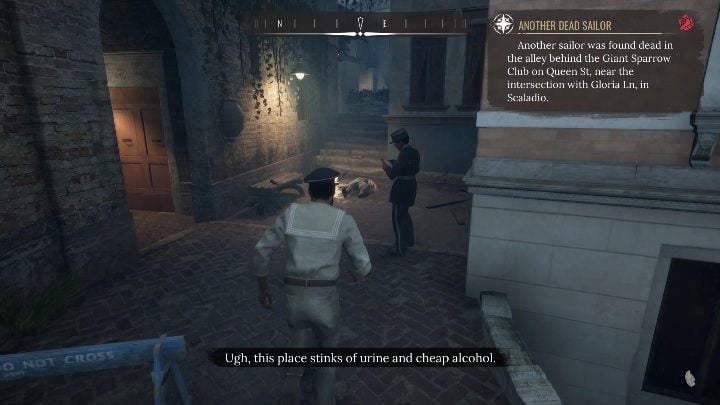 Head to Giant Sparrow Club in Scaladio - Sherlock Holmes Chapter One Other Cases: Siren Song - walkthrough, solution - Other matters - Sherlock Holmes Chapter One Guide