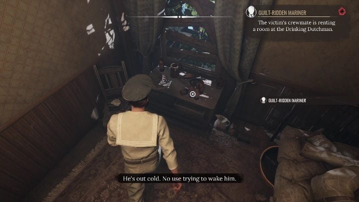 Examine the desk - there are multiple alcohol bottles over there - Sherlock Holmes Chapter One Other Cases: Siren Song - walkthrough, solution - Other matters - Sherlock Holmes Chapter One Guide