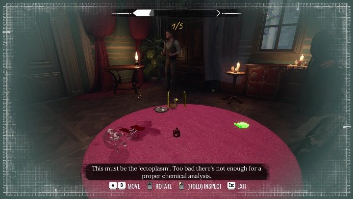 Once you get information about the diamond theft, you need to look at the items on the table - Sherlock Holmes Chapter One: Ghosts of the Past, seance room - walkthrough - Ghosts of the past - Sherlock Holmes Chapter One Guide