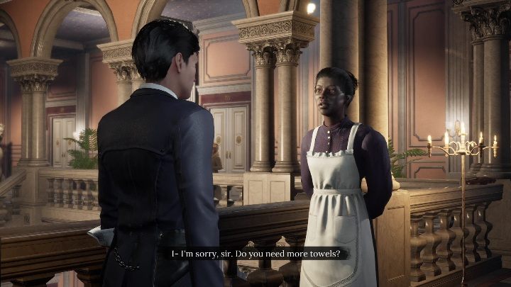 The woman admits she saw the séance, but she doesn't know anything else - Sherlock Holmes Chapter One: Ghosts of the Past, seance room - walkthrough - Ghosts of the past - Sherlock Holmes Chapter One Guide