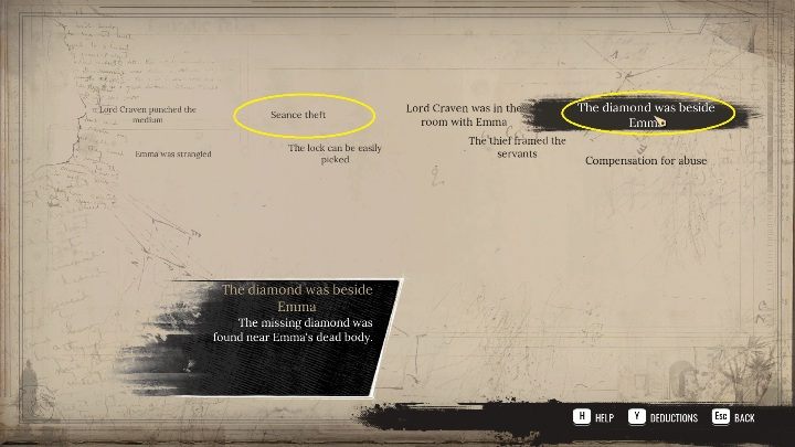 Clues about the diamonds near Emma and the thief during the seance - Sherlock Holmes Chapter One: Ghosts of the Past, murder case - walkthrough - Ghosts of the past - Sherlock Holmes Chapter One Guide