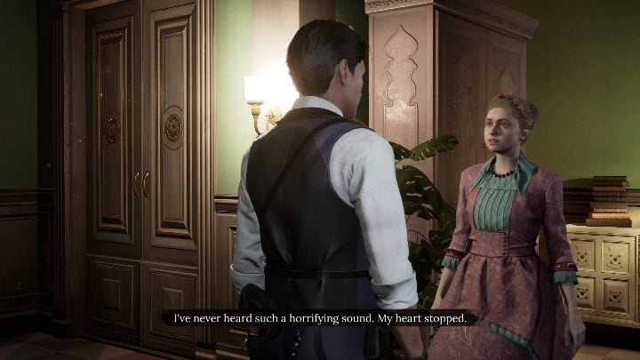 As soon as you approach the stairs, Sherlock go to Imogen's room on his own - Sherlock Holmes chapter one: Everyones a Critic - trophy, how to obtain? - Trophy Guide - Sherlock Holmes Chapter One Guide