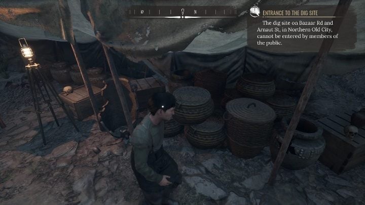 When you go down the stairs, you'll see the tents full of vases - Sherlock Holmes chapter one: Everyones a Critic - trophy, how to obtain? - Trophy Guide - Sherlock Holmes Chapter One Guide