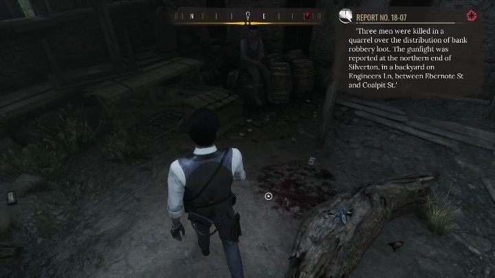 5th evidence: Traces of blood, which are marked with the number 5 - Sherlock Holmes Chapter One: Splitting the Loot - walkthrough - Police cases - Sherlock Holmes Chapter One Guide