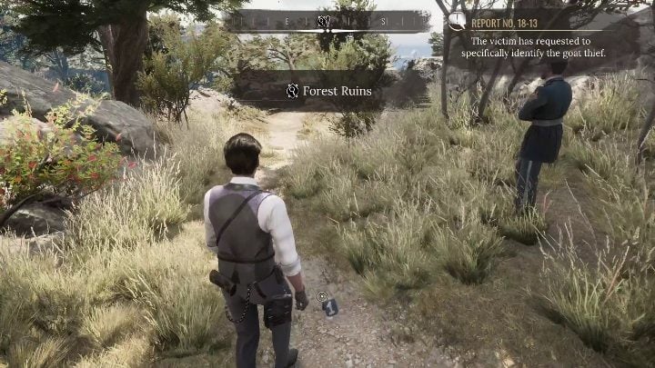 1st evidence It's hoofprints right at the entrance to the ruins - Sherlock Holmes Chapter One: The Scapegoat - walkthrough - Police cases - Sherlock Holmes Chapter One Guide