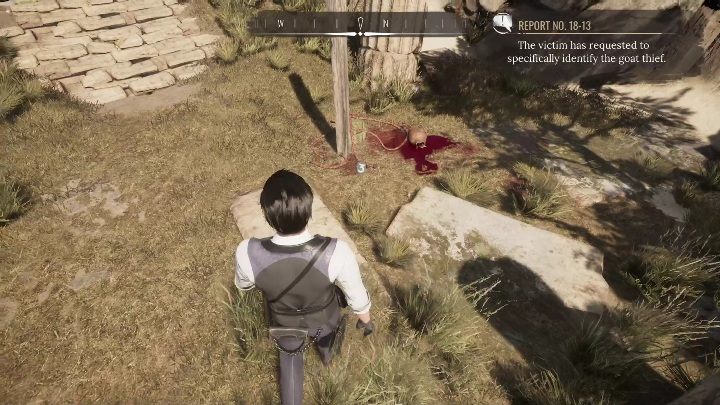 3rd evidence: It's a red rope right next to a sturdy wooden pole - Sherlock Holmes Chapter One: The Scapegoat - walkthrough - Police cases - Sherlock Holmes Chapter One Guide