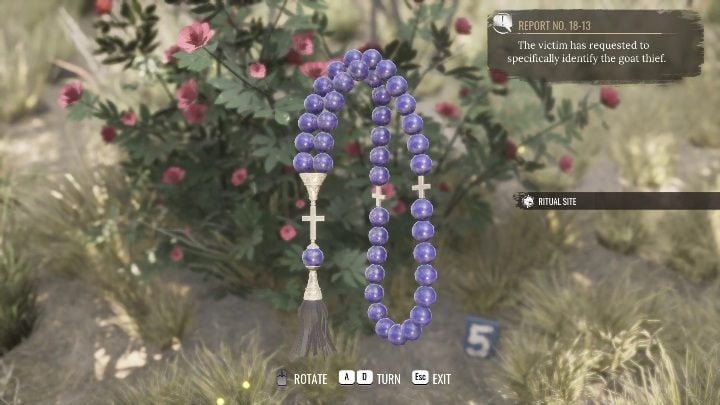 5th evidence: The rosary hanging on the bush - Sherlock Holmes Chapter One: The Scapegoat - walkthrough - Police cases - Sherlock Holmes Chapter One Guide