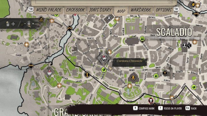 To start The Missing Shopkeeper case, visit the Cordona Chronicle building, located in the eastern part of Scaladio - Sherlock Holmes Chapter One: The Lost Shopkeeper Mycrofts Case - walkthrough, solution. - Mycroft Cases - Sherlock Holmes Chapter One Guide