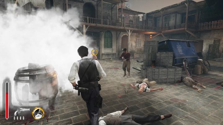 In this hideout, you will fight against opponents standing between buildings - Sherlock Holmes Chapter One: Bandit Lairs - list of all - Secrets & Collectibles - Sherlock Holmes Chapter One Guide