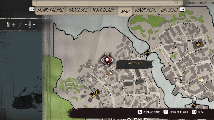 Location: Miner's End, northeast of Apiary - Sherlock Holmes Chapter One: Bandit Lairs - list of all - Secrets & Collectibles - Sherlock Holmes Chapter One Guide