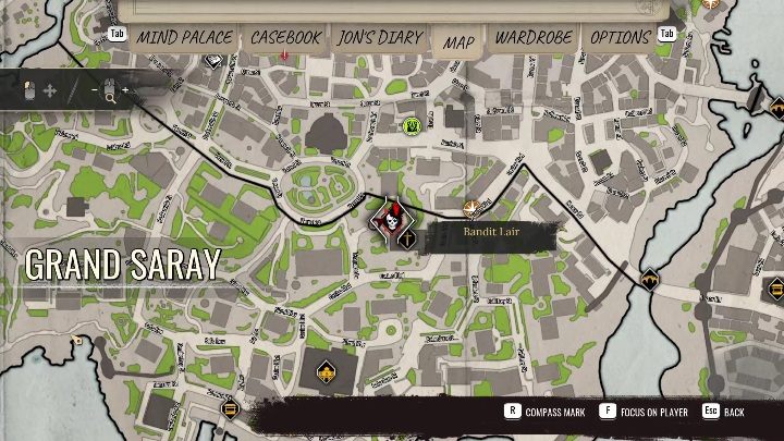 Location Grand Saray, right by the church - Sherlock Holmes Chapter One: Bandit Lairs - list of all - Secrets & Collectibles - Sherlock Holmes Chapter One Guide