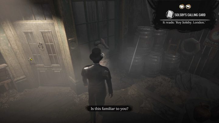 Pin the Solsby's calling card clue and talk to the first person you meet at The Cursed Mermaid bar - Sherlock Holmes The Awakened: Port of London - Sherlock Holmes The Awakened: Chapter 2 - Port of London - Sherlock Holmes The Awakened Walkthrough
