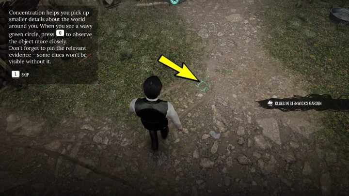 Walking towards the shed, you will find wheel tracks - Sherlock Holmes The Awakened: Chapter 1, Stenwicks Manor - Sherlock Holmes The Awakened: Chapter 1 - Baker Street - Sherlock Holmes The Awakened Walkthrough