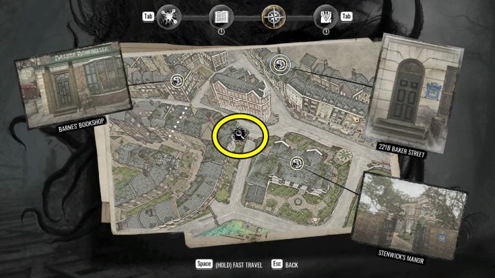 Go to the house marked on the above map (near Stenwick's Manor) - Sherlock Holmes The Awakened: London - Sherlock Holmes The Awakened: Chapter 7 - London - Sherlock Holmes The Awakened Walkthrough