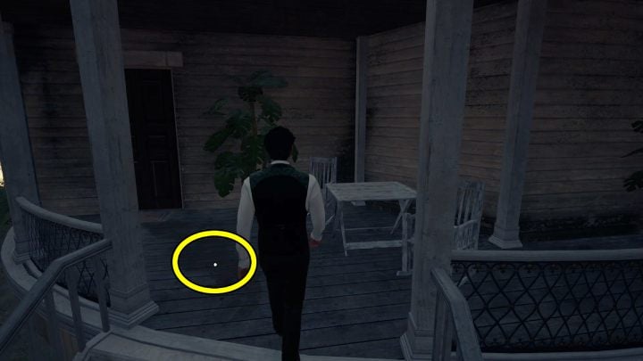 Exit the stable and follow the path on the right until you reach the back door of the mansion - Sherlock Holmes The Awakened: Garden of Arnesons Mansion - Sherlock Holmes The Awakened: Chapter 5 - Arnesons Mansion - Sherlock Holmes The Awakened Walkthrough