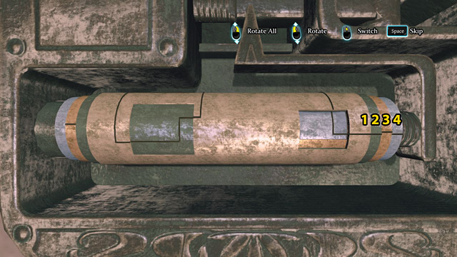 Switch to cylinder nr 4 (1 click) and match the line in the right window to the line on cylinder nr 1 - Sherlock Holmes Crimes and Punishments: Examine Robinsons baggage - Sherlock Holmes Crimes and Punishments: Riddle On The Rails - Sherlock Holmes: Crimes and Punishments Game Guide