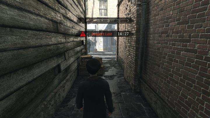 At some point police will appear in front of you and make it impossible to move any further - Visiting The Pub and Following The Mysterious Character | Walkthrough - Prey Tell | Walkthrough - Sherlock Holmes: The Devils Daughter Game Walkthrough