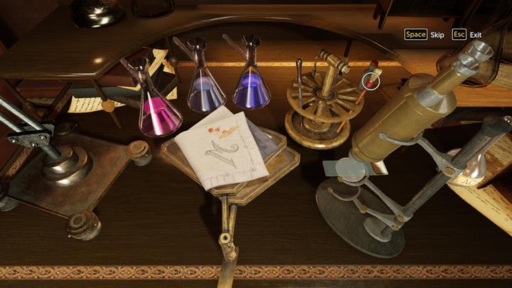 Walk towards Watson who analyzes the handkerchief - Searching For Evidence and Analyzing The Handkerchief | Walkthrough - Prey Tell | Walkthrough - Sherlock Holmes: The Devils Daughter Game Walkthrough