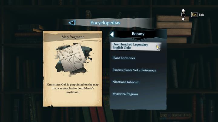 Then go to your library and search for information in encyclopedia, in botanic section: One Hundred Legendary English oaks - Searching For Evidence and Analyzing The Handkerchief | Walkthrough - Prey Tell | Walkthrough - Sherlock Holmes: The Devils Daughter Game Walkthrough