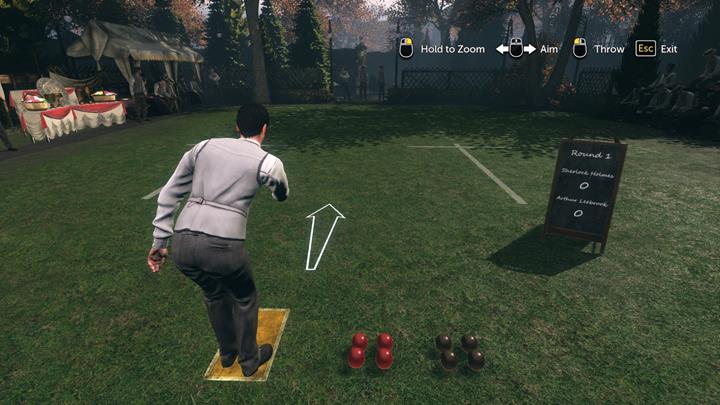 Winning the competition is not mandatory, but it will unlock an achievement - Boules competition and evidence gathering | Walkthrough - A Study in Green | Walkthrough - Sherlock Holmes: The Devils Daughter Game Walkthrough