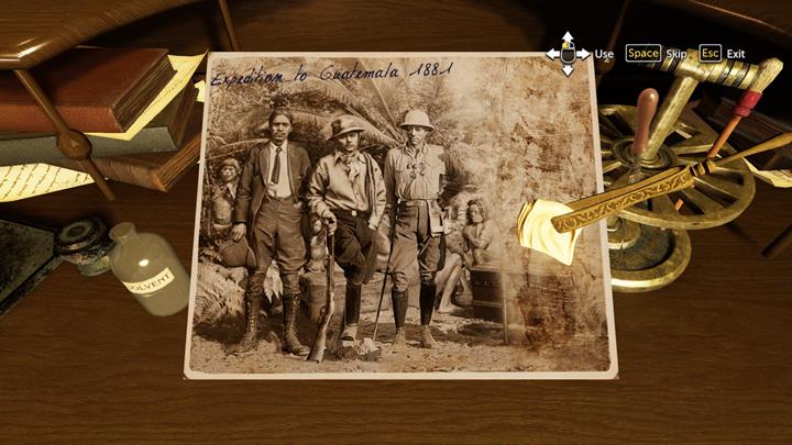 By using the accessories on the desk you will restore the photography - Investigation in the club | Walkthrough - A Study in Green | Walkthrough - Sherlock Holmes: The Devils Daughter Game Walkthrough