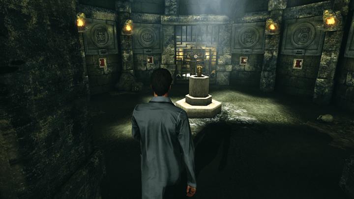 You will reach the room with a golden statue - Reconstruction of events in the temple | Walkthrough - A Study in Green | Walkthrough - Sherlock Holmes: The Devils Daughter Game Walkthrough